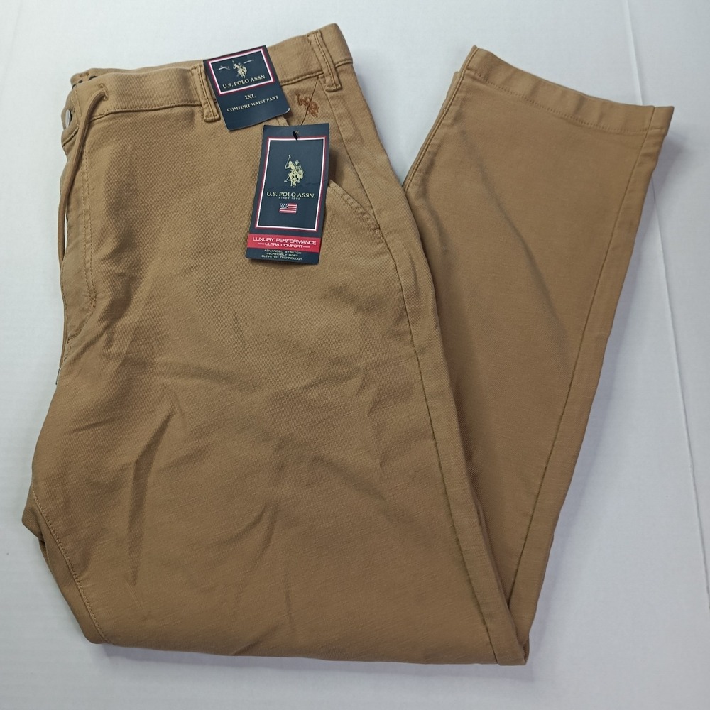 U.S.‎ Polo Assn. Men's Comfort Waist Chino Pants Size 2XL XXL Honey Stretch